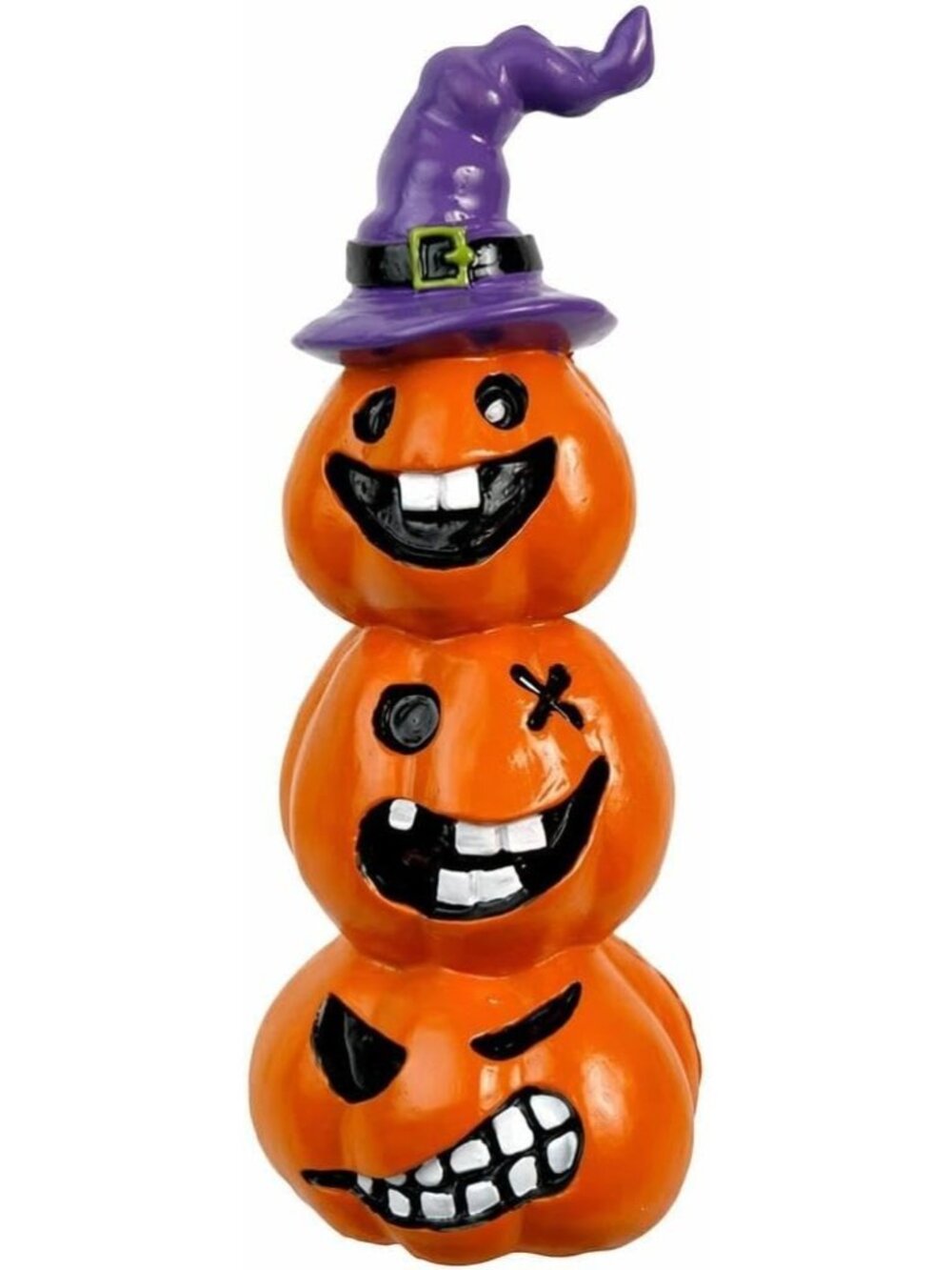 🎃 Unhappy Face Yellow Hand-Painted Resin Craft Statue Halloween Pumpkin Decor